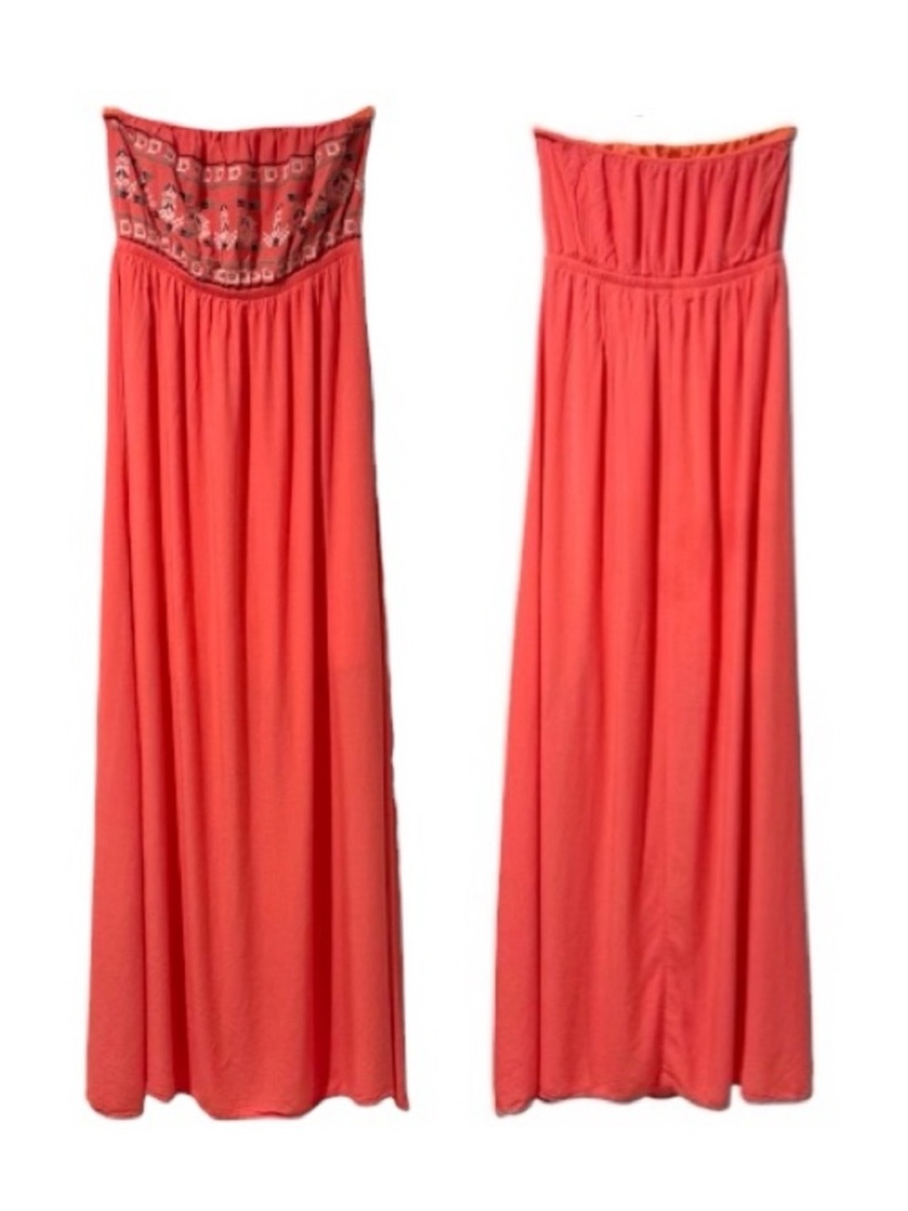 Ya Los Angeles Coral Strapless Long Maxi Dress